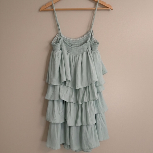 Mustard Seed Mint Tiered Ruffle Mini Dress - Size Medium - Picture 3 of 4